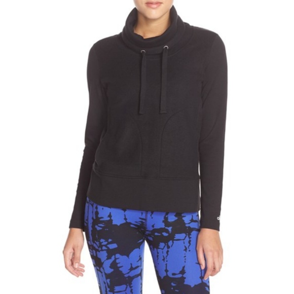 ALO Yoga Tops - Alo Yoga Black Rift Funnel Neck Yoga Sweatshirt S